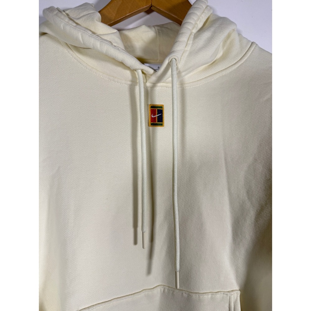 Nike Court Heritage French Terry Hoodie Cream Sail Tennis Logo Womens L